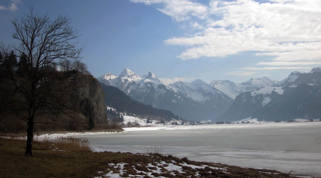 Frozen lake near Einseideln